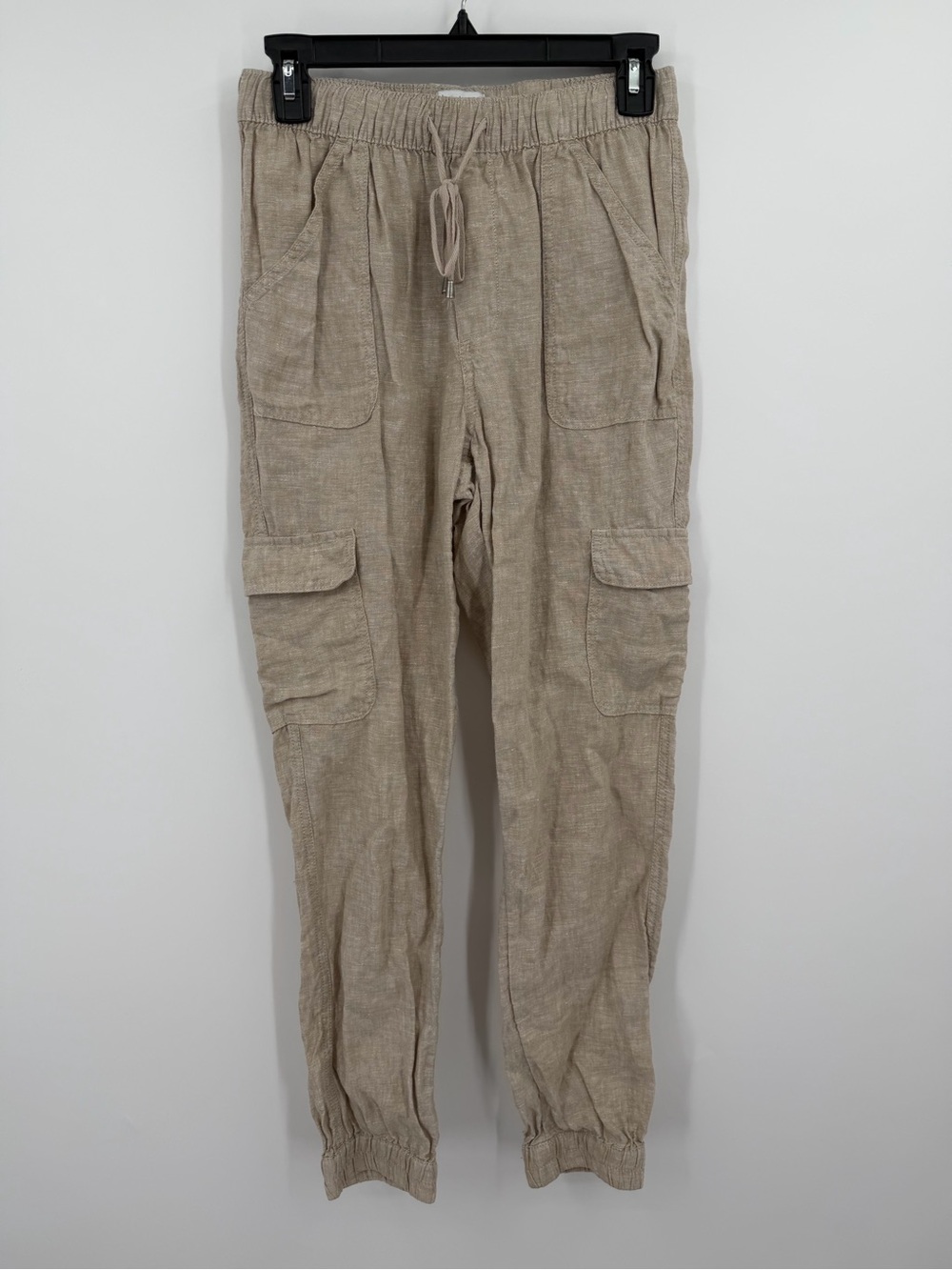 Nicole Miller NY Linen Cargo Joggers Tan Size S 🤎